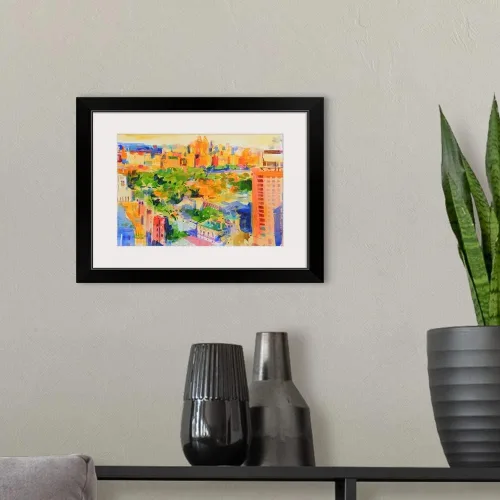 Vista 3 de GREATBIGCANVAS Central Park from The Carlyle Black Framed Wall Art Print, Artwork