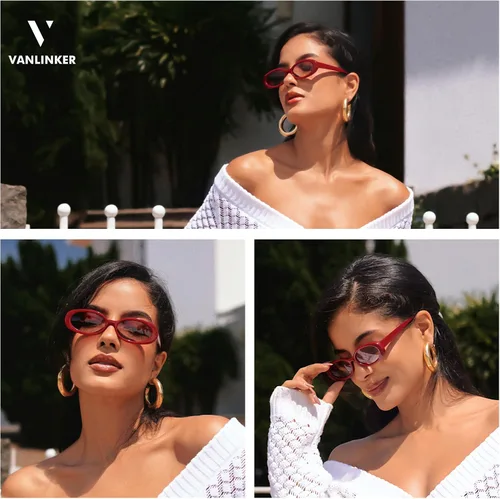 Vista 3 de VANLINKER Polarized Retro Oval Sunglasses for Women and Men Small 90s Style VL9580