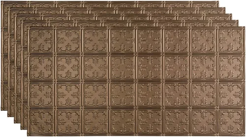 Vista 29 de FASÄDE - Panel adhesivo para techo de vinilo decorativo con estilo/patrón tradicional de 2 x 4 pies en plata entrecruzada (paquete de 5)