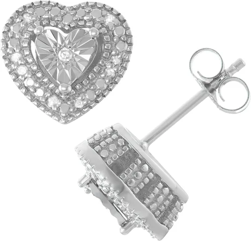 Vista 3 de Aretes de perno con solitario con apariencia de diamante blanco hechos de plata esterlina