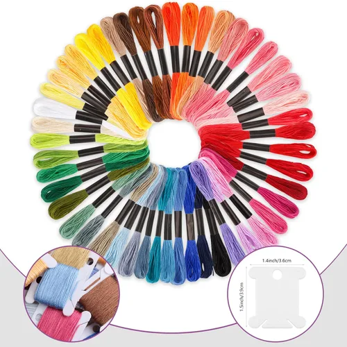 Vista 2 de Caydo Hilo de bordar, 50 madejas de hilo de bordar, cuerda de pulsera de amistad de color arcoíris con 12 bobinas de hilo para hacer pulseras