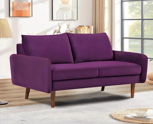 Vista 3 de Container Furniture Direct Kent Sofá biplaza de terciopelo para salas de estar modernas y espacios compactos, cómodo sofá de 2 plazas, muebles