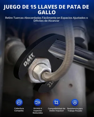 Vista 2 de Juego de llaves Orion Motor Tech Crowfoot para tuercas acampanadas de 8 a 24 mm, kit de herramientas de tuerca Crowfoot, juego de 15 piezas