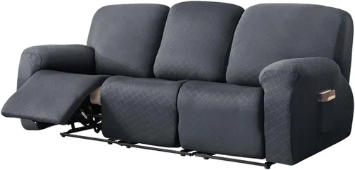 Vista 26 de vctops Funda reclinable con diamantes de 4 piezas, funda elástica para sofá reclinable de 1 plaza, protector suave y sólido para muebles con correa