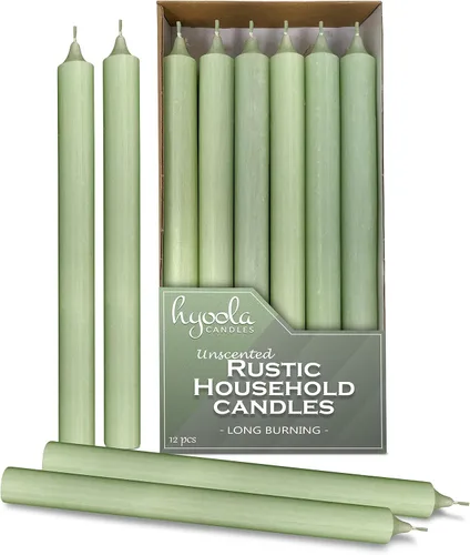 Vista 15 de Hyoola Velas de cena de 10 pulgadas – Paquete de 12 velas blancas altas sin perfume rústicas de larga combustión