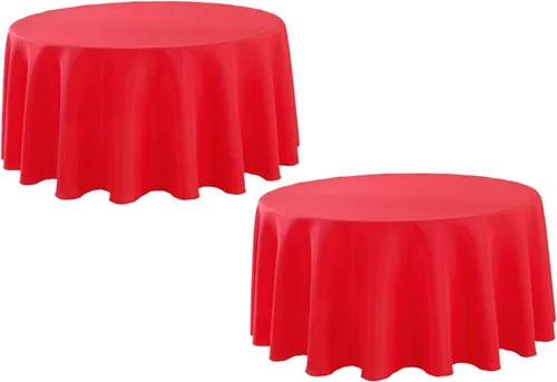 Vista 14 de Paquete de 2 Manteles Redondos de 120 Pulgadas de Carbón, Mantel de Poliéster Lavable para Uso en el Hogar, Fiestas, Bodas o Restaurantes. Gris