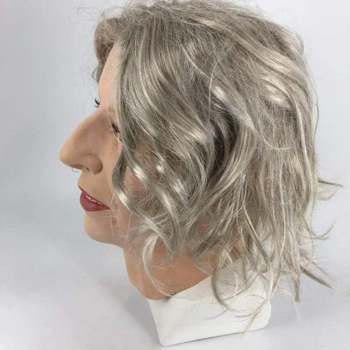 Vista 3 de HENGYUTOYMASK Máscara de látex humano de cabeza completa para mujeres mayores máscara de abuela disfraz de Halloween fiesta de cosplay vestido