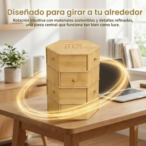 Vista 6 de Organizador de escritorio con cajones, giro de 360° para organizador de escritorio (9 cajones)