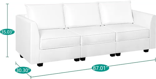 Vista 5 de Naomi Home Elizabeth Modern Air - Juego de muebles de cuero para sala de estar, 3 piezas, sofá biplaza y sillón, Muebles para La Sala Juegos, juego