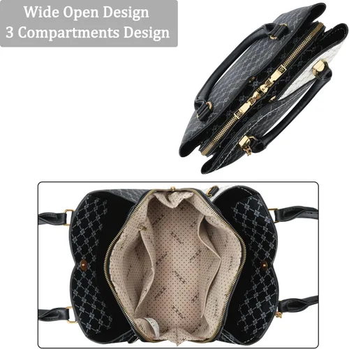 Vista 13 de KKXIU Monederos y bolsos de mano con triple compartimento para mujer, bolso de mano con asa superior