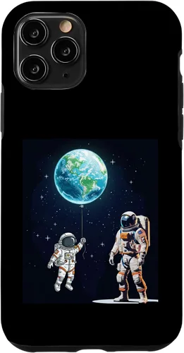 Vista 29 de Astronauts in Space Parent & Child in spacesuits with Planet Case for iPhone 16