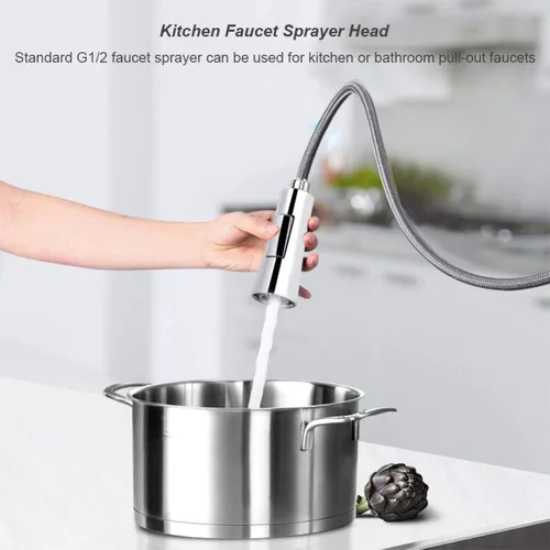 Vista 7 de Cabezales rociadores laterales para fregadero de cocina y baño (plateados), pieza de repuesto de cabezales de rociador de grifo de cocina abatibles