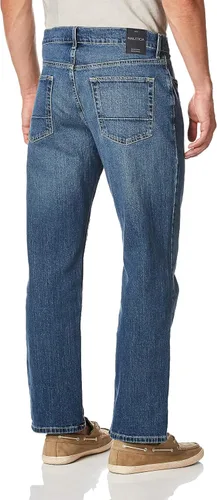 Vista 3 de Nautica Jeans de mezclilla de ajuste relajado para hombre, Azul
