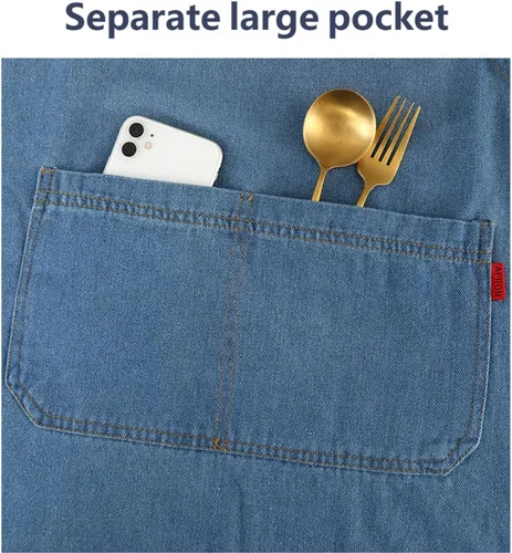 Vista 2 de Delantal Jour para adultos, delantal de algodón ligero con bolsillo frontal, ideal para uso diario, delantales para mujeres y hombres