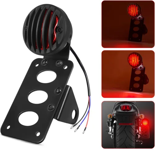 Vista 10 de Amazicha Luz de freno trasera LED para motocicleta de 3/4 pulgadas con soporte, IP67 impermeable para placa de matrícula de montaje lateral
