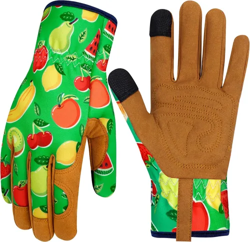 Vista 38 de Guantes de Jardinería de Cuero MERTURN para Mujeres, Guantes de Jardín a Prueba de Espinas, Guantes de Trabajo Compatibles con Pantalla Táctil
