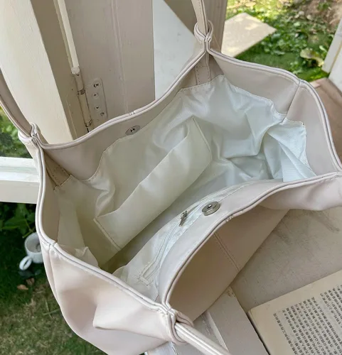 Vista 4 de Bolso de mano para mujer, bolso de hombro, bolso de mano de poliuretano suave, bolso de hombro grande a la moda, bolso de mano con asa superior