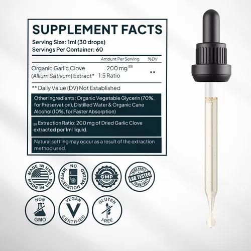 Vista 6 de Zenmen Extracto de dientes de ajo orgánico (tintura sin oloro) – Apoyo inmunológico, fuente de antioxidantes – 2.32 oz / 2.0 fl oz, vegano