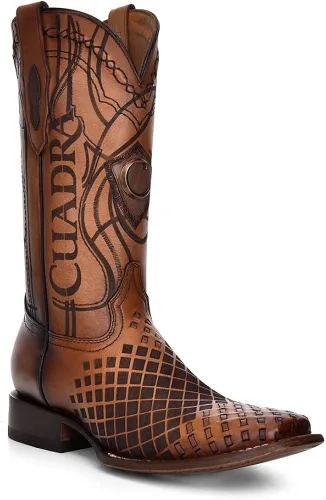 Vista 2 de Cuadra Botas Rodeo para hombre en cuero genuino marrón, Metálico, marrón