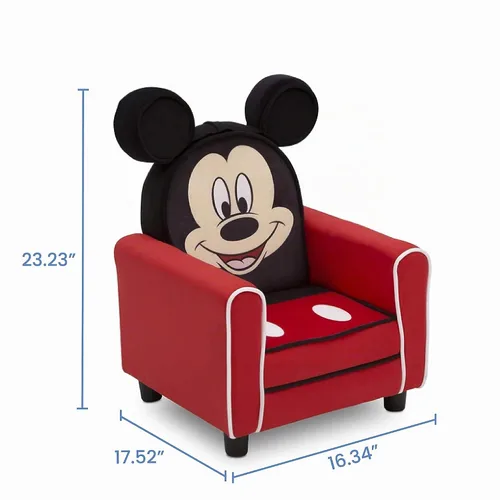 Vista 3 de Delta Children - Silla tapizada con personaje para niños, Mickey Mouse de Disney, madera Disney Mickey Mouse