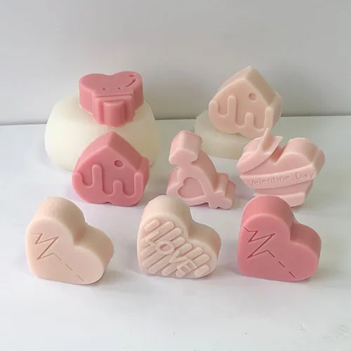 Vista 3 de Moldes de silicona de plástico para el día de San Valentín, moldes de silicona para dulces de corazones rosados, moldes de jabón, moldes de galletas