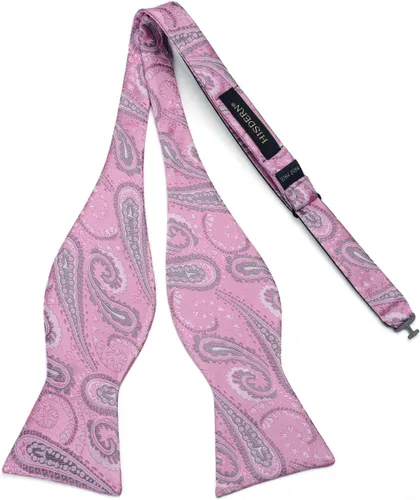 Vista 156 de HISDERN Pajaritas para hombre, corbatín de cachemira para hombre, corbata de lazo y bolsillo cuadrado, juego formal de esmoquin para boda