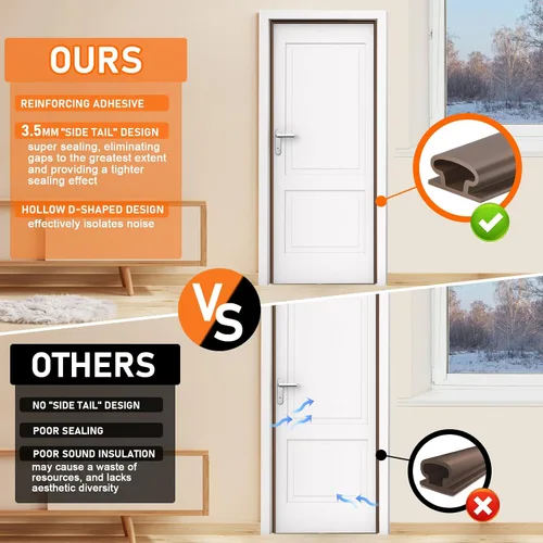 Vista 4 de Tira de sellado climático para puerta, tira autoadhesiva de sellado climático para puerta, sellado climático insonorizado en forma de D impermeable