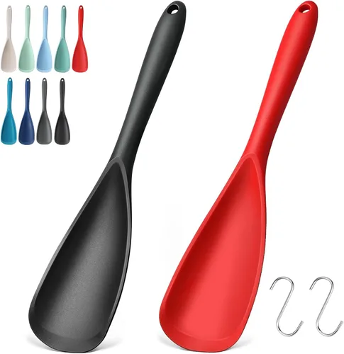 Vista 17 de Paquete de 2 espátulas de silicona para utensilios de cocina antiadherentes 2 paquete caqui