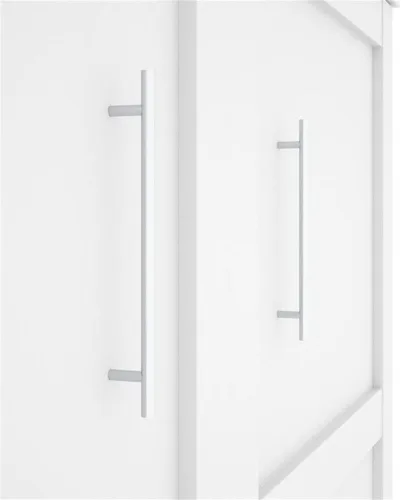 Vista 5 de Pemberly Row Cama de pared de doble montaje tamaño Queen con listones de madera en madera, en blanco, no necesita somier, fácil montaje