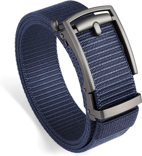 Vista 17 de SENDEFN Cinturones de trinquete de nailon para hombres, cinturón de tela de golf con hebilla ajustable automática jeans casuales