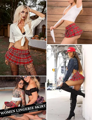 Vista 3 de Avidlove Minifaldas plisadas para mujer, minifalda a cuadros XS-XXL