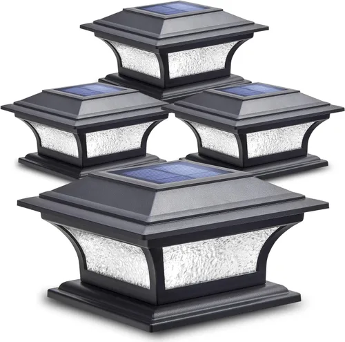 Vista 12 de SIEDiNLAR Luces solares de poste de vidrio para exteriores, luz LED para cerca, 2 modos para postes de 4 x 4, 5 x 5, 6 x 6 pulgadas, decoración