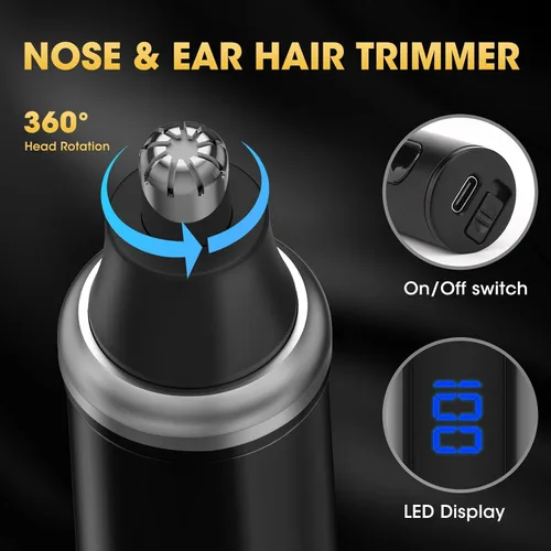Vista 5 de Dumite Kit de recorte de pelo 4 en 1 para hombres, recortador profesional de hoja en T, afeitadora eléctrica de lámina, recortador de pelo nasal