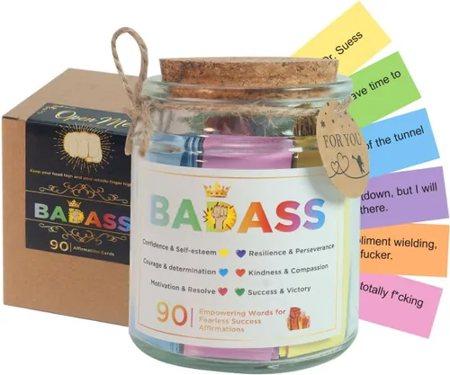 Vista 8 de Tarro de Afirmaciones Bádasis, Regalo Inspirador, Afirmaciones Diarias para Mujeres, Regalos Bádasis, Tarjetas de Afirmación Divertidas, Regalos