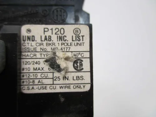 Vista 7 de Disyuntor ITE P120 PUSHMATIC 1P 20A AMP 120/240V-AC D418763