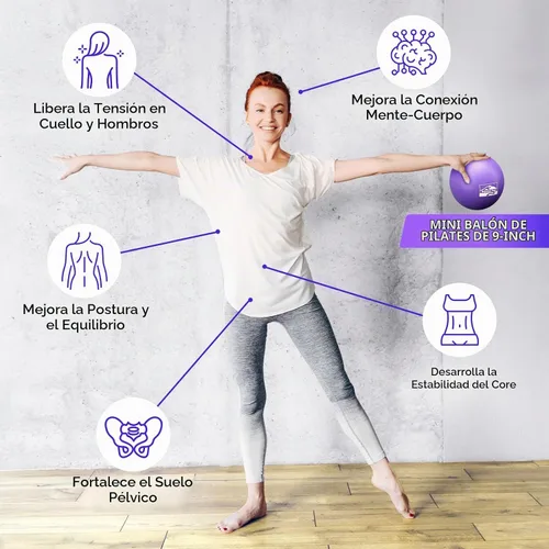 Vista 6 de Juego de anillos de pilates y bolas, kit de pilates para el hogar con anillo de ejercicio de 14 pulgadas, 4 bandas de resistencia