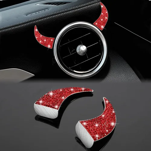 Vista 8 de WINKA Bling Devil Bull Horn 3D - Calcomanías decorativas brillantes para el interior del automóvil, para salpicadero, camión, motocicleta