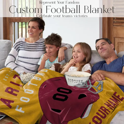 Vista 5 de Manta personalizada para fanáticos del fútbol americano – Se envía al día siguiente – Hecha en Estados Unidos – Manta de vellón personalizada