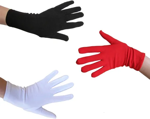 Vista 2 de Guantes de disfraz rojos (longitud de la muñeca) – Adulto Adolescente Halloween Cosplay Party, Rojo