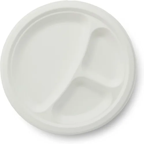 Vista 4 de Placa de fibra vegetal natural 100% compostable, 6 pulgadas, caja de 1000