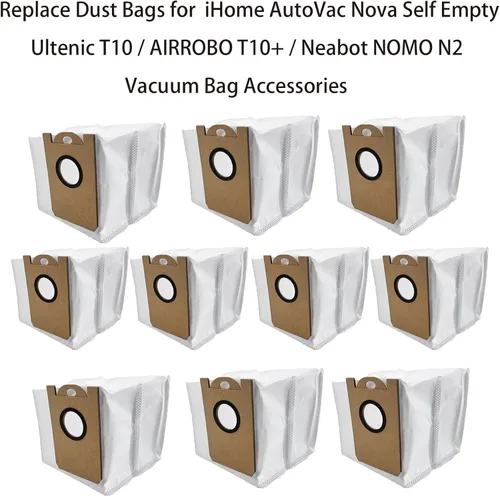 Vista 2 de Bolsas antipolvo de repuesto para iHome AutoVac Nova autovacías/Ultenic T10 / AIRROBO T10+ / Neabot NOMO N2 accesorios para bolsas de vacío