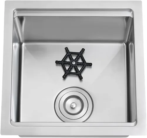 Vista 7 de Fregadero de barra, fregadero de cocina para montar bajo encimera de un solo tazón, fregadero de acero inoxidable con tabla de drenaje, enjuague