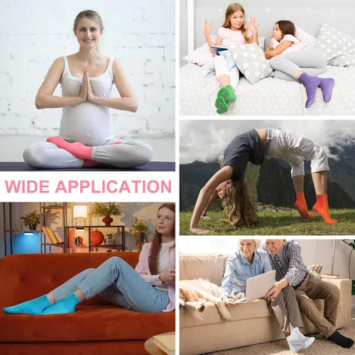 Vista 4 de Jiuguva 36 pares de calcetines antideslizantes con agarres, calcetines antideslizantes para hombres y mujeres, calcetines antideslizantes para yoga