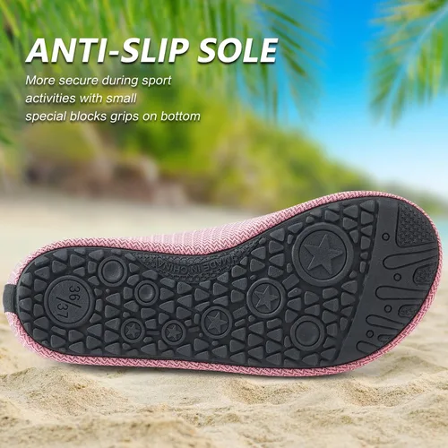 Vista 5 de Deevike Zapatos acuáticos para mujeres y hombres, estilo descalzo, de secado rápido, calcetines de agua sin cordones para playa, piscina, natación
