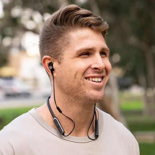 Vista 5 de JLab Epic ANC - Auriculares con cancelación activa de ruido, audio Be Aware, Bluetooth 5, batería de más de 25 horas, resistente al sudor IP54