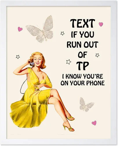 Vista 37 de Poster Master Pin Up Girl Poster - Better Late Than Ugly Print - Butterfly Art - Modern Art - Trendy Art - Gift for Men & Women - Funny Decor for
