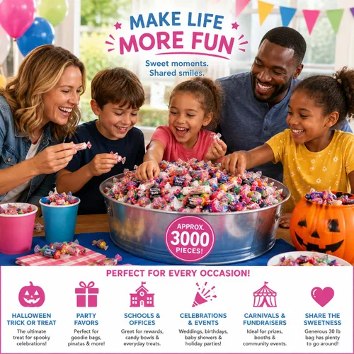 Vista 4 de Fun Express Paquete variado de dulces a granel de 30 libras, dulces de Halloween a granel envueltos individualmente para recuerdos de fiesta