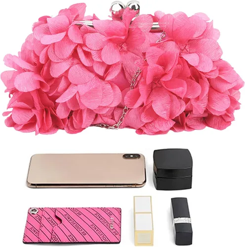 Vista 4 de Buddy - Bolso de mano de satén suave para mujer, con forma de rosa, para boda, fiesta