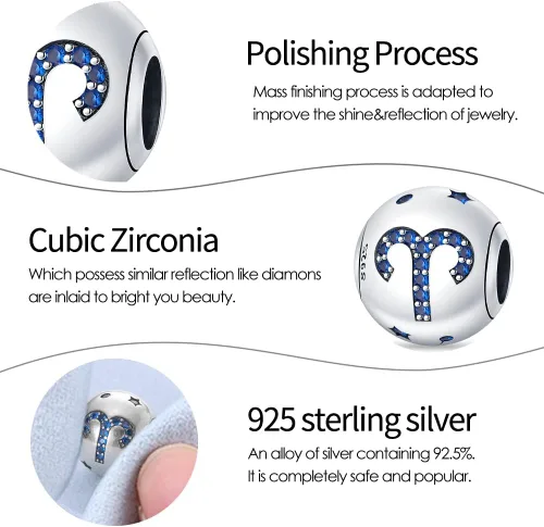 Vista 72 de Pandach 12 dijes de cumpleaños con signo del zodiaco de plata de ley 925 con piedra natal para mujer, pulsera, collar, pulsera, regalo para mujeres