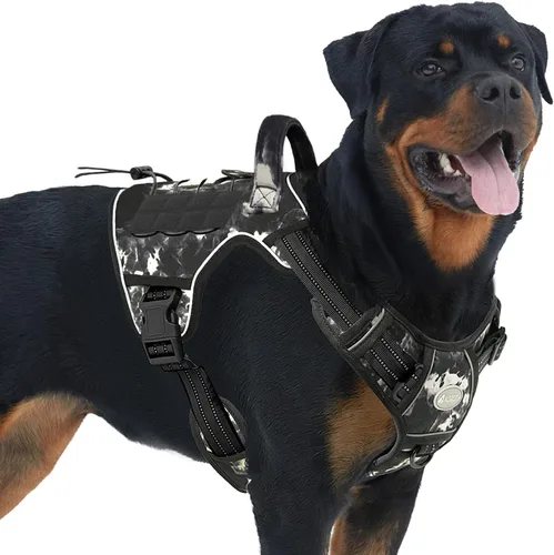 Vista 74 de Auroth - Arnés táctico para perros pequeños y medianos, sin tirones, arnés ajustable para mascotas, reflectante, K9, entrenamiento, trabajo